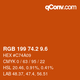 カラーコード: RGB 199 74.2 9.6 | qconv.com