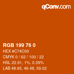 Color code: RGB 199 76 0 | qconv.com