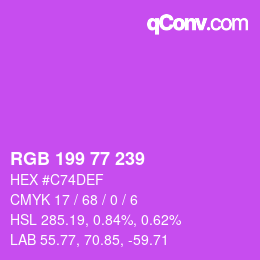 Color code: RGB 199 77 239 | qconv.com