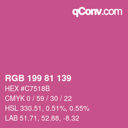 颜色代码: RGB 199 81 139 | qconv.com