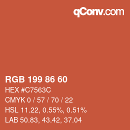 カラーコード: RGB 199 86 60 | qconv.com