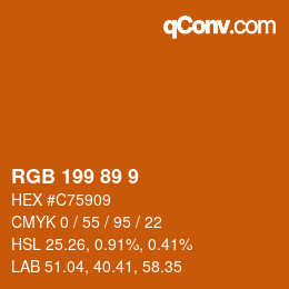 カラーコード: RGB 199 89 9 | qconv.com