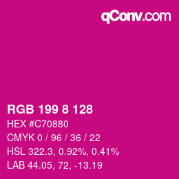 Color code: RGB 199 8 128 | qconv.com