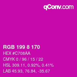 Color code: RGB 199 8 170 | qconv.com