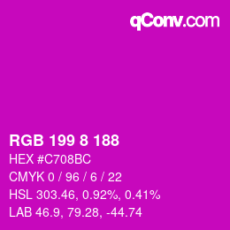 Color code: RGB 199 8 188 | qconv.com