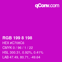 Color code: RGB 199 8 198 | qconv.com