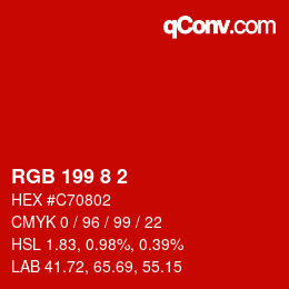 カラーコード: RGB 199 8 2 | qconv.com