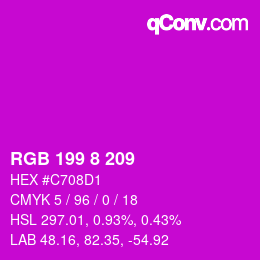Color code: RGB 199 8 209 | qconv.com