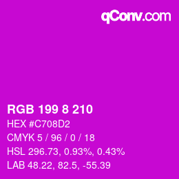 カラーコード: RGB 199 8 210 | qconv.com