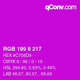 Color code: RGB 199 8 217 | qconv.com