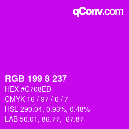 颜色代码: RGB 199 8 237 | qconv.com