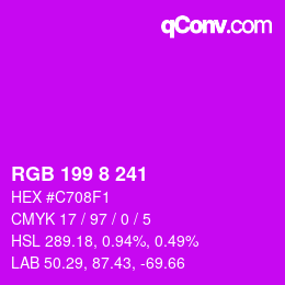 Color code: RGB 199 8 241 | qconv.com