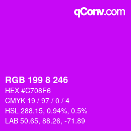 Color code: RGB 199 8 246 | qconv.com