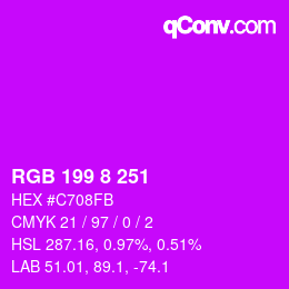 カラーコード: RGB 199 8 251 | qconv.com