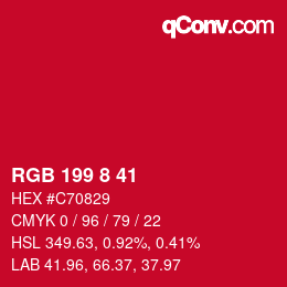 Color code: RGB 199 8 41 | qconv.com