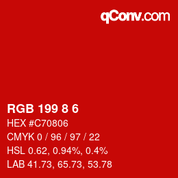 カラーコード: RGB 199 8 6 | qconv.com