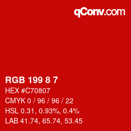 Color code: RGB 199 8 7 | qconv.com