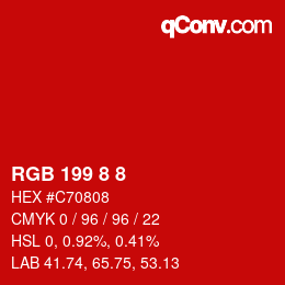 Color code: RGB 199 8 8 | qconv.com