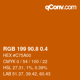 カラーコード: RGB 199 90.8 0.4 | qconv.com