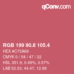 カラーコード: RGB 199 90.8 105.4 | qconv.com