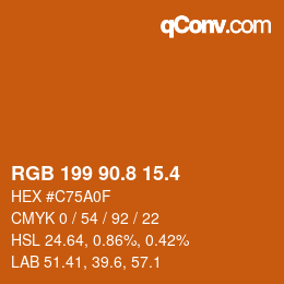 カラーコード: RGB 199 90.8 15.4 | qconv.com