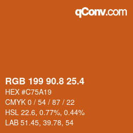 カラーコード: RGB 199 90.8 25.4 | qconv.com