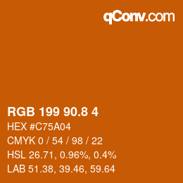 カラーコード: RGB 199 90.8 4 | qconv.com
