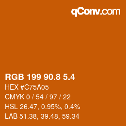 カラーコード: RGB 199 90.8 5.4 | qconv.com