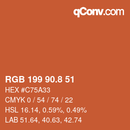 カラーコード: RGB 199 90.8 51 | qconv.com
