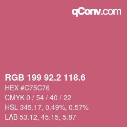 カラーコード: RGB 199 92.2 118.6 | qconv.com