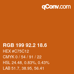 カラーコード: RGB 199 92.2 18.6 | qconv.com