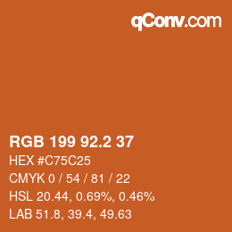 カラーコード: RGB 199 92.2 37 | qconv.com