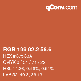 カラーコード: RGB 199 92.2 58.6 | qconv.com