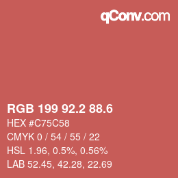 カラーコード: RGB 199 92.2 88.6 | qconv.com