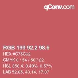 カラーコード: RGB 199 92.2 98.6 | qconv.com