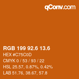 カラーコード: RGB 199 92.6 13.6 | qconv.com