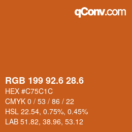 カラーコード: RGB 199 92.6 28.6 | qconv.com