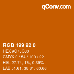 颜色代码: RGB 199 92 0 | qconv.com