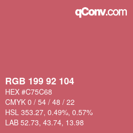 颜色代码: RGB 199 92 104 | qconv.com