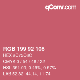 颜色代码: RGB 199 92 108 | qconv.com