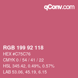 颜色代码: RGB 199 92 118 | qconv.com
