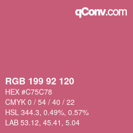 颜色代码: RGB 199 92 120 | qconv.com