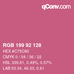 颜色代码: RGB 199 92 128 | qconv.com