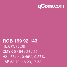 颜色代码: RGB 199 92 143 | qconv.com