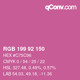 颜色代码: RGB 199 92 150 | qconv.com