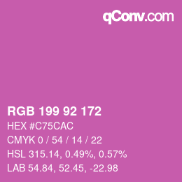 颜色代码: RGB 199 92 172 | qconv.com