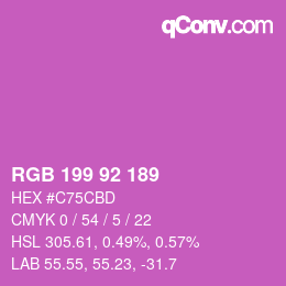 颜色代码: RGB 199 92 189 | qconv.com