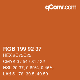 颜色代码: RGB 199 92 37 | qconv.com