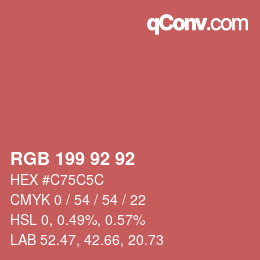 颜色代码: RGB 199 92 92 | qconv.com