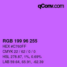 Color code: RGB 199 96 255 | qconv.com